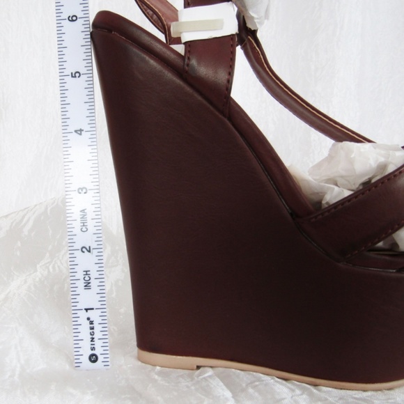 New Cognac Brown Boho Platform Heel Justfab Vitale 7.5 - Picture 7 of 10